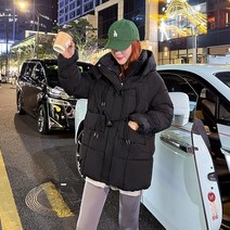 크루러 다운 패딩 여 겨울 중기장 한국판 루즈핏 도톰한 빵옷 패딩