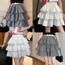 새로이 WW06CI2A 여성 여름 고무줄 밴딩 캉캉 프릴 미니 스커트 치마