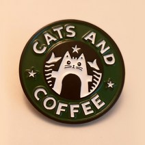 스벅 고양이 cats and coffee 브로치 뱃지