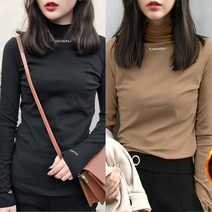 로로스키니 [1+1] 여성 기모 반목 폴라 티 터틀넥 니트