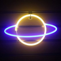 네온사인 나래바 아이방 가게 인테리어 플래닛 led 조명 네온 라이트 사인 침실 장식 네온 사인 나이트 램프 룸 벽 아트 바 파티 usb 또는 배터리 전원, 노랑 파랑
