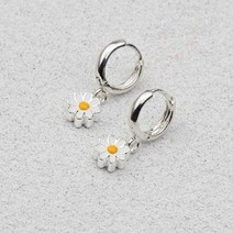 애슬릿(주얼리) [애슬릿] 925 실버 데이지 꽃 참 원터치 링 귀걸이