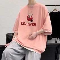 남성용 여름 반팔 티셔츠 투피스 새로운 만화 인쇄 반팔 티셔츠 맞춤 탑