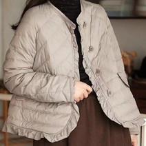 1821 프릴 단추 경량패딩 여성 프릴한 패딩
