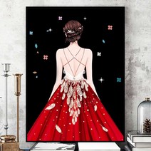 미녀 웨딩드레스 비즈 자수 집에서할수있는취미 직장인동호회 회사에서심심할때 직접 수놓기 거실, D.미녀 뒷모습 비즈 80x110CM
