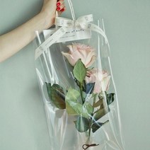 이벤트 로맨틱 프로포즈용 손잡이달린 예쁜 투명 꽃보관 꽃팩 기프트 플라워 축하 빽, 1개, 대 10개입