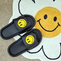 발망치 유치원 어린이집 교사 실내화 산후조리원 임산부 무소음 실내용 스마일 슬리퍼, 블랙(230)