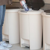 50리터 대용량 원터치 가정용 분리수거함 2p 인테리어 휴지통 아파트, (반원 50L 브라운 2p)