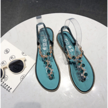 NANUO 아마존 보헤미안 보석 스타일 비치 샌들 푹신한 여성 쪼리샌들