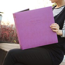 문구백서 대형 가죽앨범 접착식 포토앨범 40매, 퍼플-백지, 로맨틱 접착식앨범