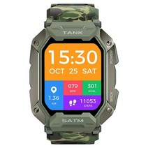 스마트워치 Kospet 탱크 m1 야외 380mah 배터리 5atm ip69k 방수 블루투스 호환 스포츠 smartwatch, 초록