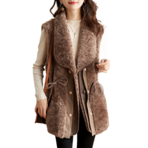 Baocn 여자 램스울 조끼 가을 겨울 퍼 모피 뽀글이 코트 23709