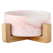 meongzi 강아지 고양이 도자기 식기 세라믹 사료 밥그릇, 1개, 07.마블링핑크 S(1단)