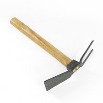 나무 손잡이 양쪽 곡괭이 세발 괭이 믹스 원예 텃밭 잡초제거 2개입, 1개