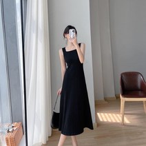 SURBORT 블랙 이너 나시 스커트 스퀘어넥 나시 니트 원피스 여성 스커트