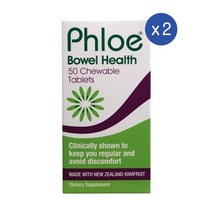 플로에 보웰 헬스 키위 추출물 프리바이오틱스 엔자임 츄어블 타블렛 50정 PHLOE BOWEL HEALTH CHEWABLE Prebiotics Kiwi Extract, 2개