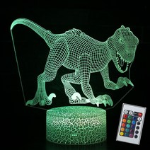 3D 착시 공룡 7 색 LED 원격 제어 터치 수면 야간 조명 동물 속에서 빛나는 장난감 소년 생일, 07 07 Crack base