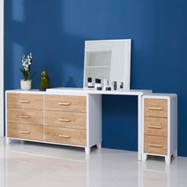 도도 펠리체 1200 수납형 화장대 풀세트, 오크화이트