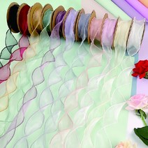 쉬폰 실루엣 리본 선물포장 9color 재료 레이스 테이프 끈 예쁜 도매 제작 오간디, 골드퍼플