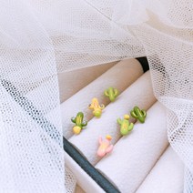세아ojoart 실버925 비비드 레이어드 스몰 러블리 선인장 플라워 나비 귀여운 모양 부드러운 은침 이어링