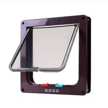 cat 플랩 도어 with 4 way lock security flap door for dog cat 고양이 small pet gate door kit 고양이 강아지 안전 게이트, 리터 25x23.5x5.5cm, 커피