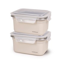 락앤락 컬러 스텐 밀폐용기 아이보리 1000ml x 2개, 단품