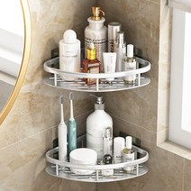 골든픽 무타공 욕실 코너 선반 화장실 벽 수납 알루미늄 2단 3단, 실버3개입