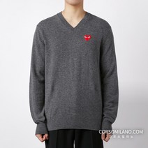 꼼데가르송 공용 하트 와펜 브이넥 그레이 니트 AZ N002 051 3
