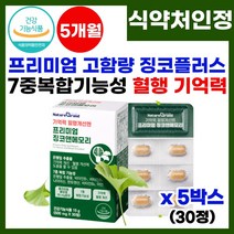 뇌 영양제 징코 플러스 혈행 혈액 순환 기억력 개선 증진 도움 건망증 손 발 저림 예방 뇌 혈관 혈행 건강 영양제 식 약 처 인증 징코플러스 징코민 징코비 50대 60대 추천, 5박스, 30정
