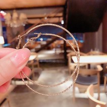 순금 링 귀걸이 여자 여성 여성용 절묘한 반짝이 라인석 골드 컬러 서클 후프 기질 개성 과장된 패션 쥬얼리