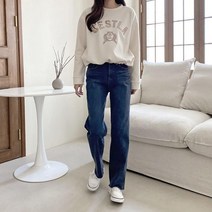 다잇템 여자 겨울팬츠 넓은 보온 H라인 컷오프 청바지