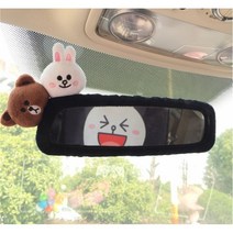 귀여운 백미러 커버 룸미러 장식 캐릭터 악세사리 예쁜 자동차소품 차량용품 여성용 인형, 브라운 코니