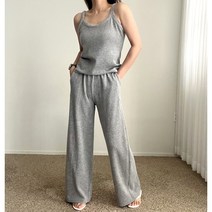 에이치스 테리원단 세련된 캐주얼 무지 밴딩통바지 나시 트레이닝 세트