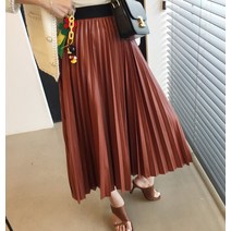아이미마인 / 벤티 밴딩 A라인 플리츠 가죽 롱스커트 (5color)