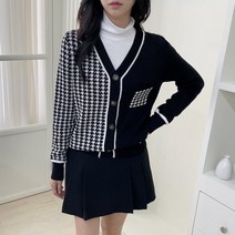 수키 반반 하운드체크 여성 긴팔가디건 1106602