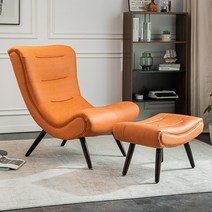 윙체어 소파 네일샵 편한 쇼파 싱글 암체어 인테리어, 주황색 싱글 + 스툴