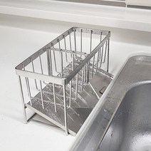 [하이수아인 ] SUS 304 올 스텐 물빠짐 수세미 거치대 받침 걸이 렉 건조대 주방 싱크대 세제 정리 수납 홀더 스테인레스, 올스텐 수세미받침