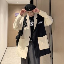 가을 커플 슈트 재킷 포트 스타일 인스타 루스 남성의 트렌디 한 디자인 감각 스티칭 캐주얼 정장 자켓