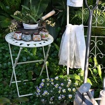 유럽식 화분 선반 야외 발코니 테이블 의자 철제 카페 테라스 베란다, A