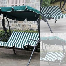 그늘막 흔들 그네의자 3인용(그린화이트) 특이한의자 테라스의자 공원파라솔