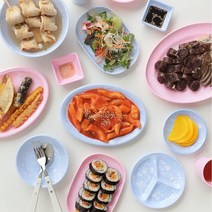 파스텔 마블 멜라민 분식 그릇 17종 2color 식기 컵, 단초장_베이비블루