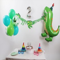 굿벌룬 홈파티세트 공룡생일파티 가랜드 숫자풍선 풍선다발스탠드 다이노 공룡풍선, 9번, 핑크(소)