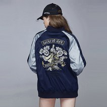 해외직구 여성 라이더 자켓 간절기 봄 가을구유 카조 자수 코트 여 신항풍 bf 파일럿-93934