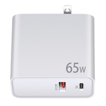 65W 질화갈륨 PD 충전기 A + C 듀얼 접이식 발 질화갈륨 충전기 PD 한국규정 65W 어댑터, 오규어 블랙