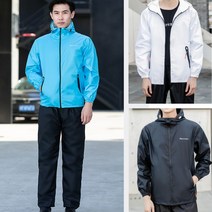 골프비옷 상하세트 레인코드 캠핑우비, 블루+블랙