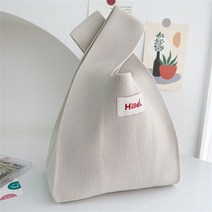 캔버스 쇼퍼백여성용 니치 단색 니트 조끼 가방 손으로 짠 핸드백 일본 스타일 다목적 휴대용 캐주얼 쇼