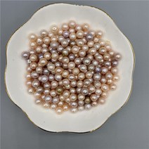 천연 담수 진주 진주알 진주 비즈 재료 목걸이 팔찌 의류 가방 장식 DIY 만들기, 6-7mm/110알, 혼채 50g 구멍없음