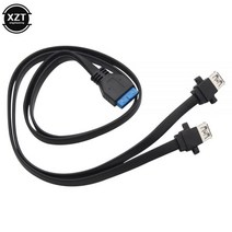 2포트 듀얼 USB 3.0 유형 A 암-20 핀 헤더 마더 보드 어댑터 케이블 컴퓨터의 전면 패널에 연결, 01 Black_02 0.5M