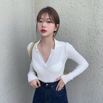 브이넥 카라 긴팔 면티 티셔츠 쫀쫀 슬림 가을 겨울 봄