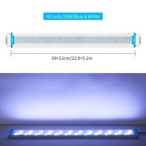 메탈라이트 슬림 어항 수조 형광등 조명 슈퍼 led 수족관 수생 식물 빛 18-58cm 물고기 탱크 수족관 용 램프에 확장 가능한 방수 클립, 58cm